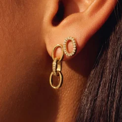 Bibbiena Poppi Clara 925 Sterling Silber vergoldet Tropfen Ohrringe mit Zirkoniasteinen|Parte di Me Hot