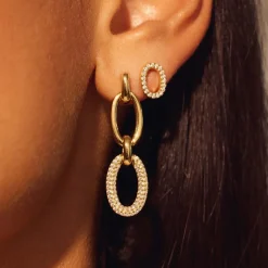 Bibbiena Poppi Clara 925 Sterling Silber vergoldet Tropfen Ohrringe mit Zirkoniasteinen|Parte di Me Discount