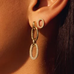 Bibbiena Poppi Clara 925 Sterling Silber vergoldet Tropfen Ohrringe mit Zirkoniasteinen|Parte di Me Discount