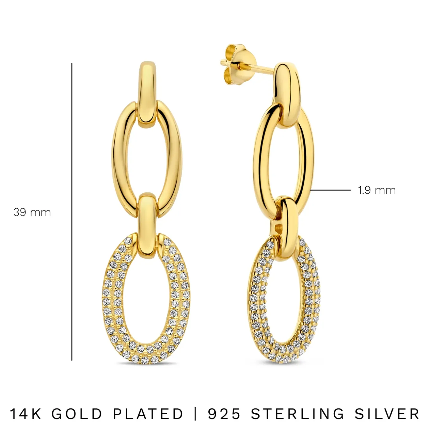 Bibbiena Poppi Clara 925 Sterling Silber vergoldet Tropfen Ohrringe mit Zirkoniasteinen|Parte di Me Discount