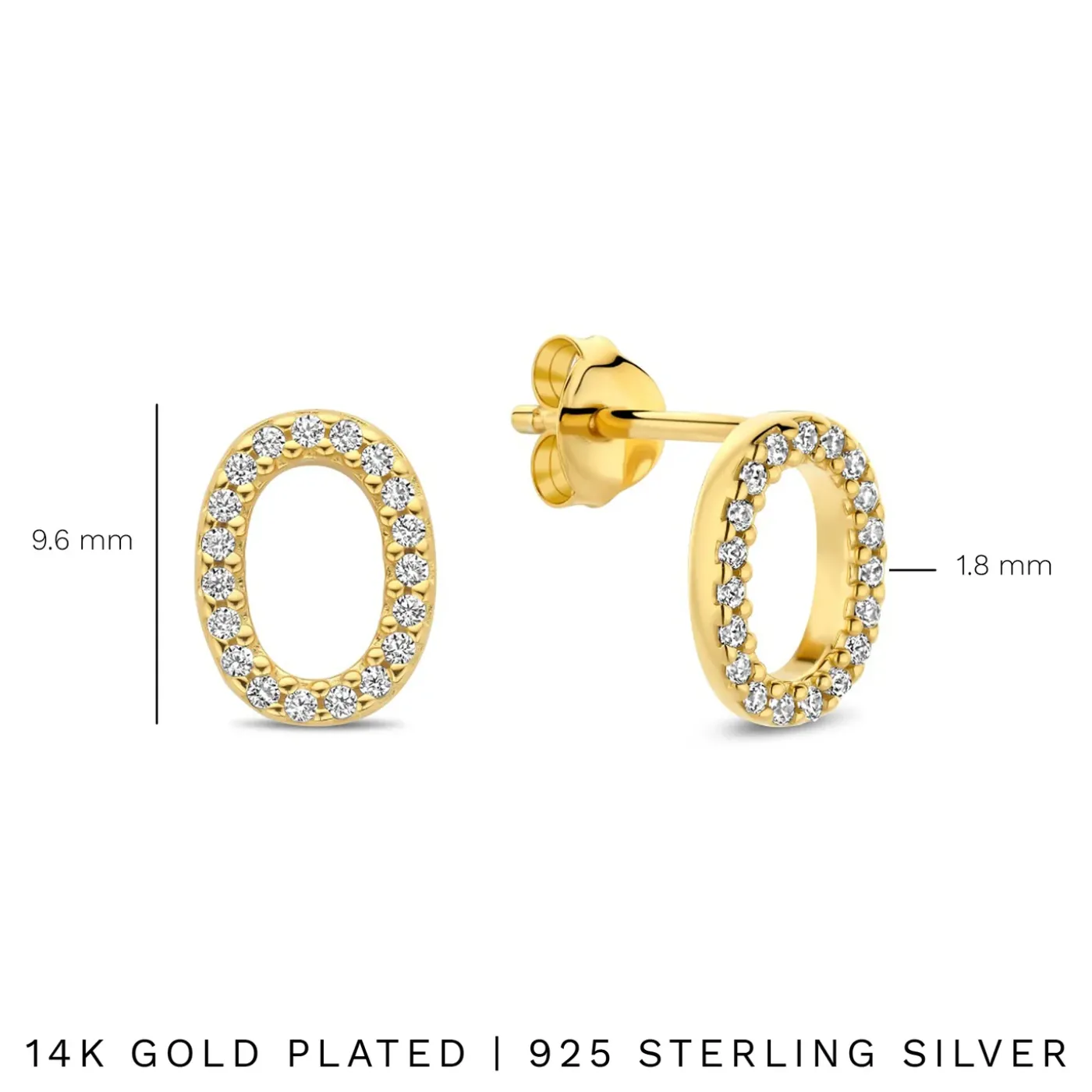 Bibbiena Poppi Clara 925 Sterling Silber vergoldet Ohrstecker mit Zirkoniasteinen|Parte di Me Best