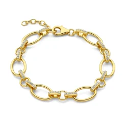 Bibbiena Poppi Clara 925 Sterling Silber vergoldetes Gliederarmband mit Zirkoniasteinen|Parte di Me Online