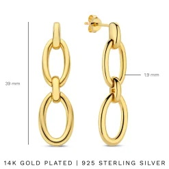 Bibbiena Poppi Clara 925er Sterlingsilber vergoldet Tropfenohrringe mit 14 Karat Goldplattierung|Parte di Me Hot