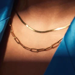 Bibbiena Poppi Felice 925er Sterlingsilber vergoldetes Gliedercollier mit 14 Karat Goldplattierung|Parte di Me Online