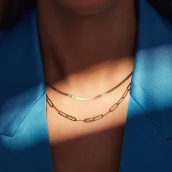 Bibbiena Poppi Felice 925er Sterlingsilber vergoldetes Gliedercollier mit 14 Karat Goldplattierung|Parte di Me Online