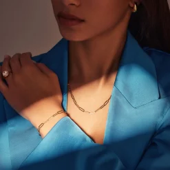 Bibbiena Poppi Felice 925er Sterlingsilber vergoldetes Gliedercollier mit 14 Karat Goldplattierung|Parte di Me Online