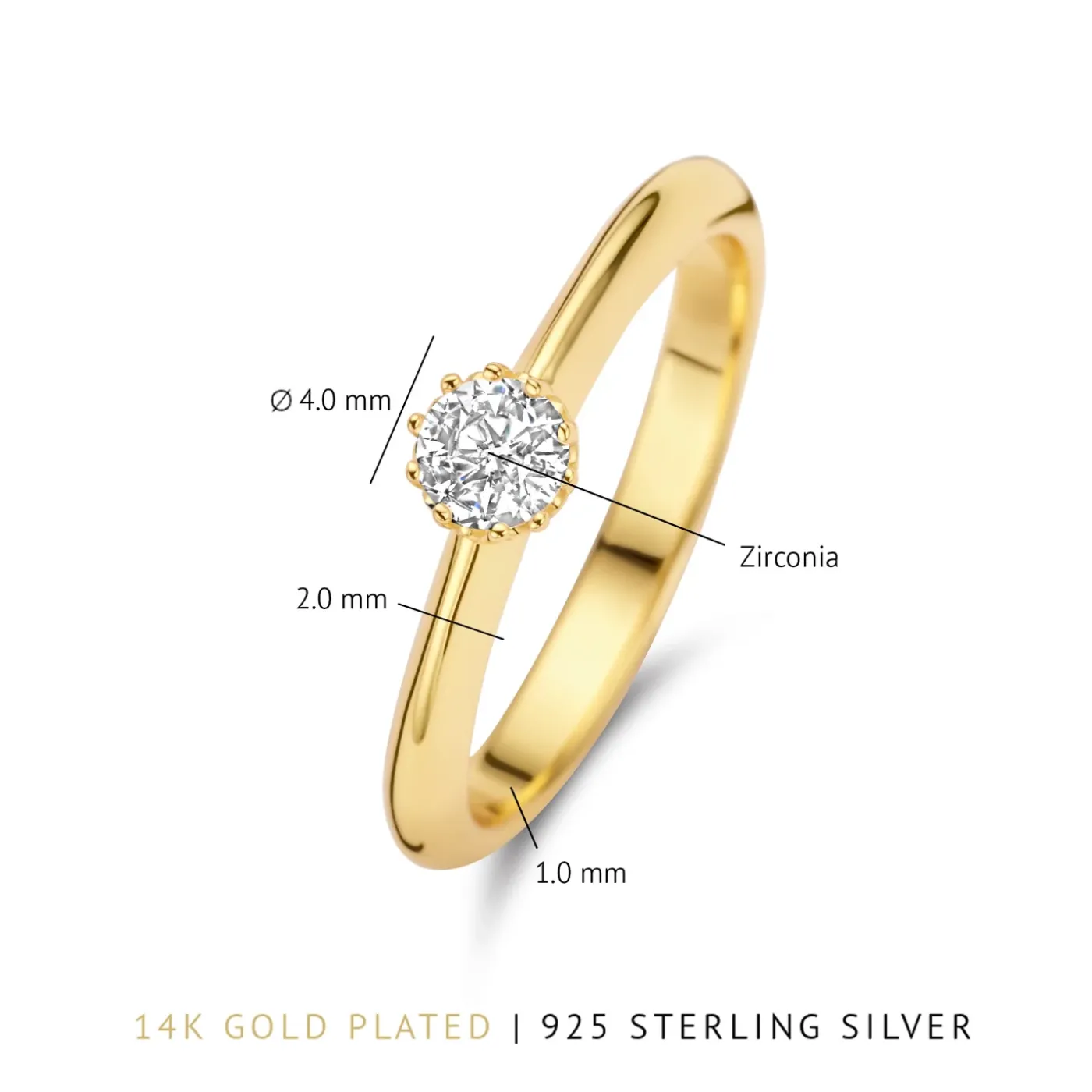 Cento Luci Mila 925er Sterlingsilber vergoldeter Ring mit Zirkoniastein|Parte di Me Discount