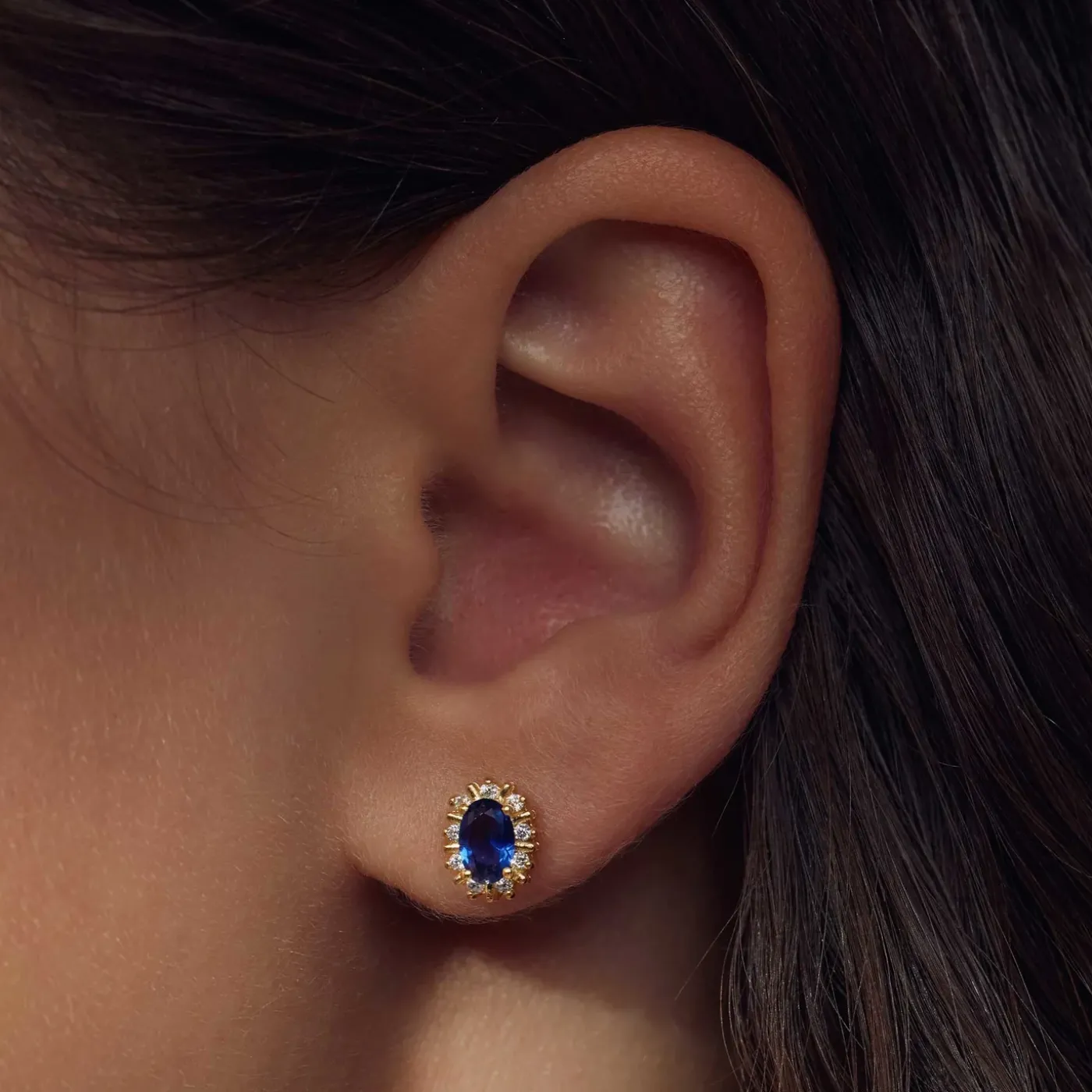 Mia Colore Azure 925 Sterling Silber vergoldete Ohrstecker mit blauem Zirkoniastein|Parte di Me Hot