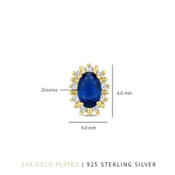 Mia Colore Azure 925 Sterling Silber vergoldete Ohrstecker mit blauem Zirkoniastein|Parte di Me Hot