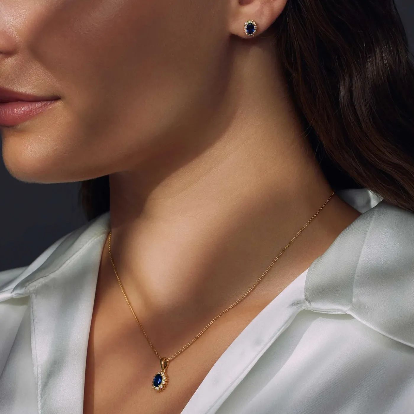 Mia Colore Azure 925 Sterling Silber vergoldetes Collier mit blauem Zirkoniastein|Parte di Me Outlet