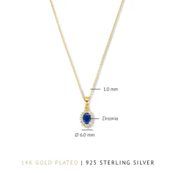Mia Colore Azure 925 Sterling Silber vergoldetes Collier mit blauem Zirkoniastein|Parte di Me Outlet
