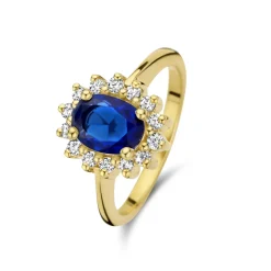 Mia Colore Azure 925 Sterlingsilber vergoldeter Ring mit blauem Zirkoniastein|Parte di Me Online