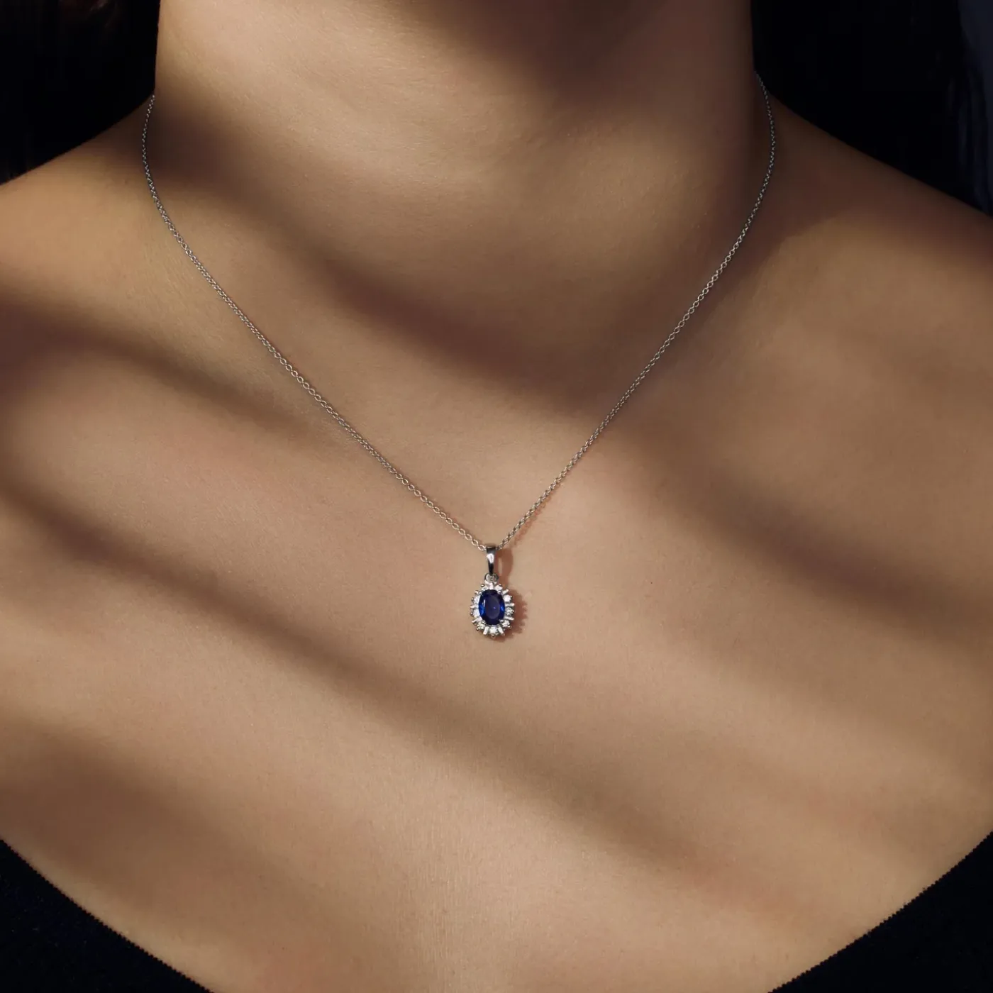 Mia Colore Azure Halskette aus 925er Sterlingsilber mit blauem Zirkoniastein|Parte di Me Clearance