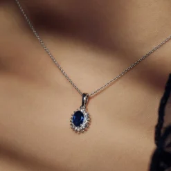 Mia Colore Azure Halskette aus 925er Sterlingsilber mit blauem Zirkoniastein|Parte di Me Clearance