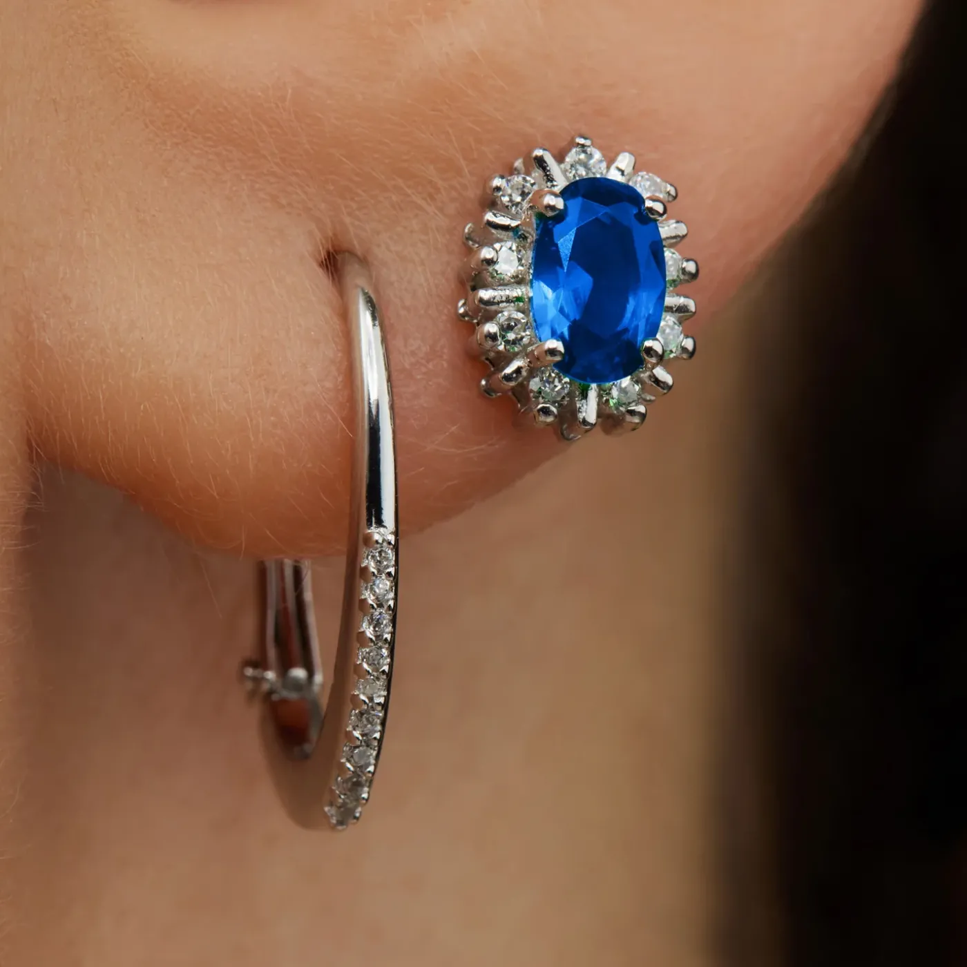 Mia Colore Azure Ohrstecker aus 925er Sterlingsilber mit blauem Zirkoniastein|Parte di Me Outlet