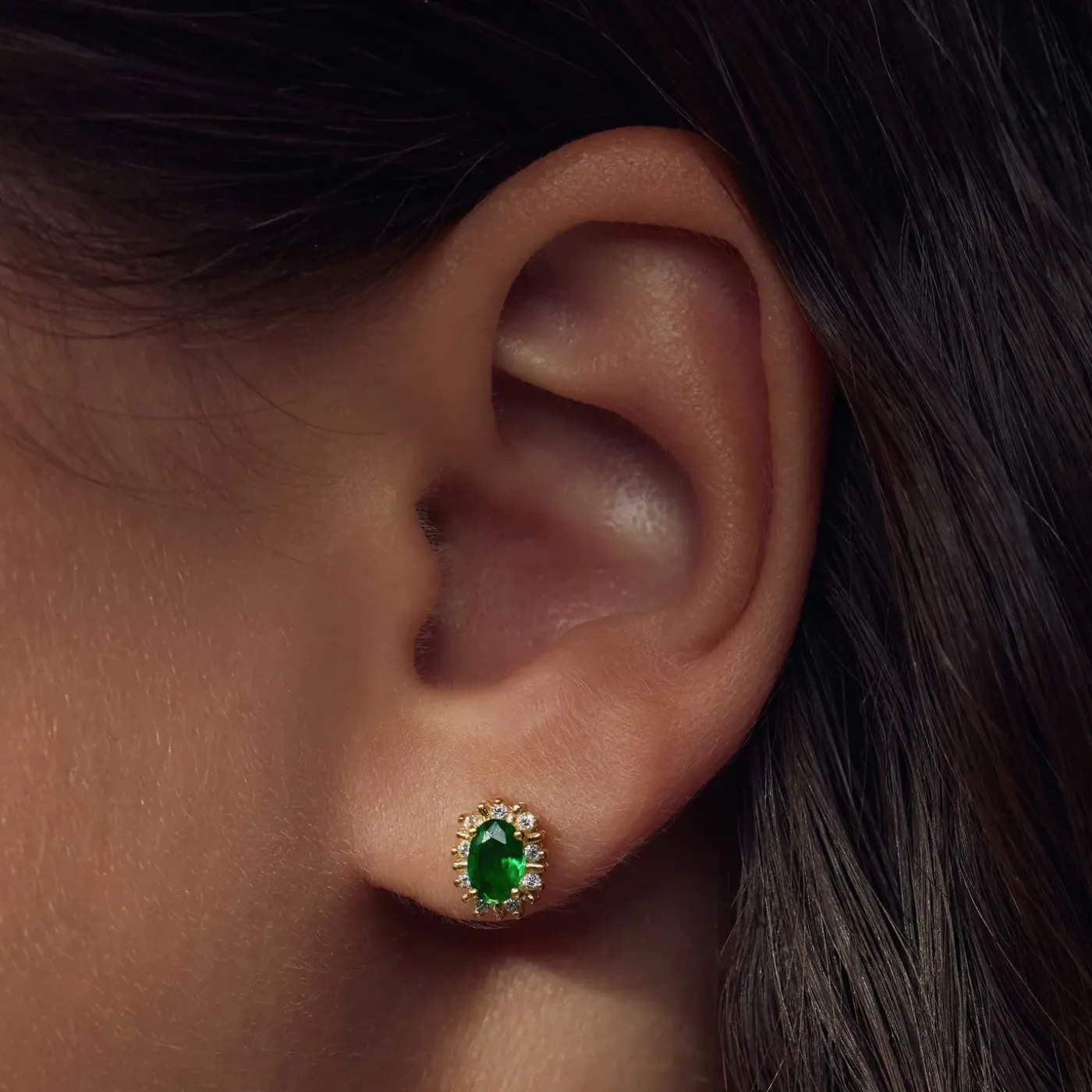 Mia Colore Verdi Ohrstecker aus vergoldetem 925er Sterlingsilber mit grünem Zirkoniastein|Parte di Me Discount