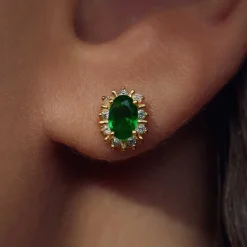Mia Colore Verdi Ohrstecker aus vergoldetem 925er Sterlingsilber mit grünem Zirkoniastein|Parte di Me Discount