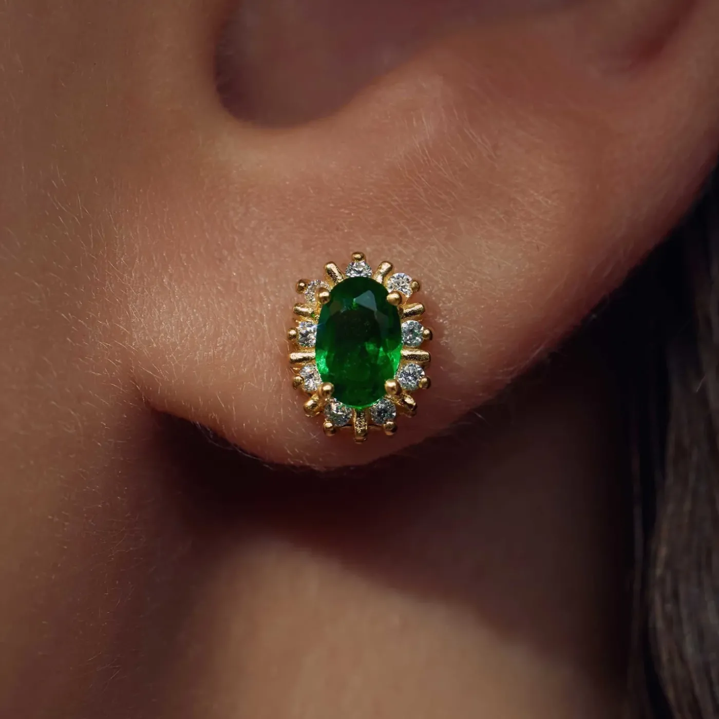 Mia Colore Verdi Ohrstecker aus vergoldetem 925er Sterlingsilber mit grünem Zirkoniastein|Parte di Me Discount