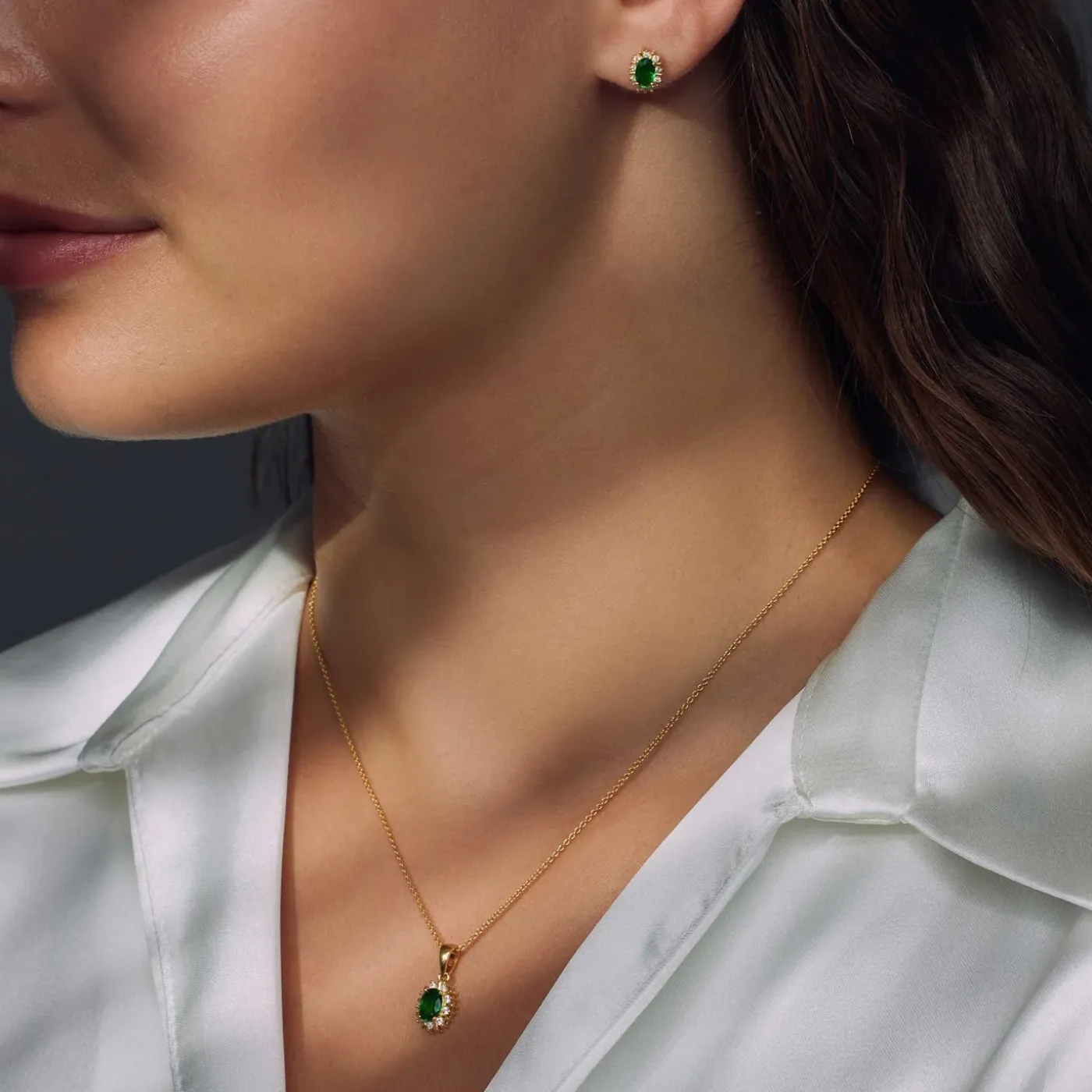 Mia Colore Verdi Ohrstecker aus vergoldetem 925er Sterlingsilber mit grünem Zirkoniastein|Parte di Me Discount