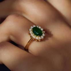 Mia Colore Verdi Ring aus vergoldetem 925er Sterlingsilber mit grünem Zirkoniastein|Parte di Me Online