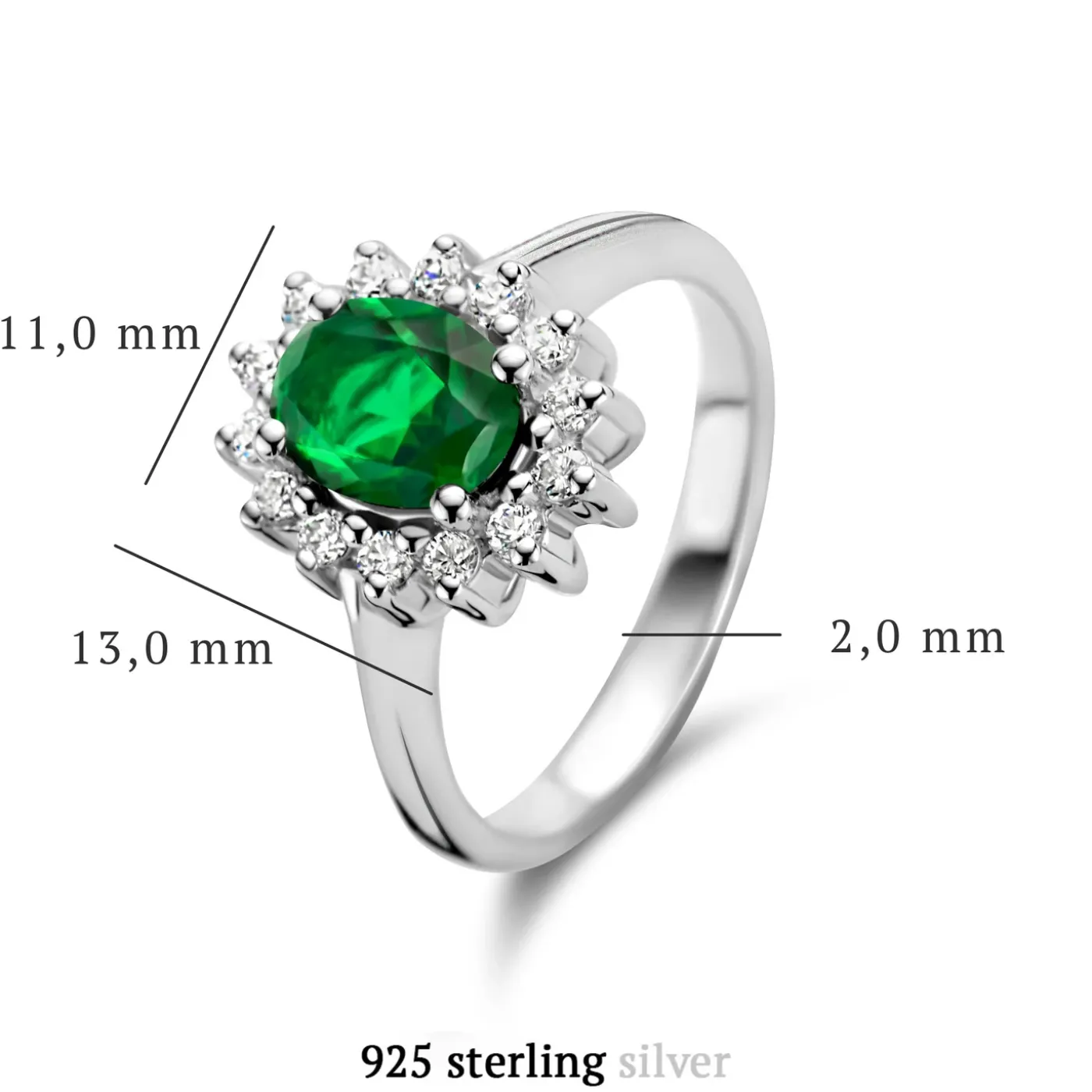Mia Colore Verdi Ring aus 925er Sterlingsilber mit grünem Zirkoniastein|Parte di Me New
