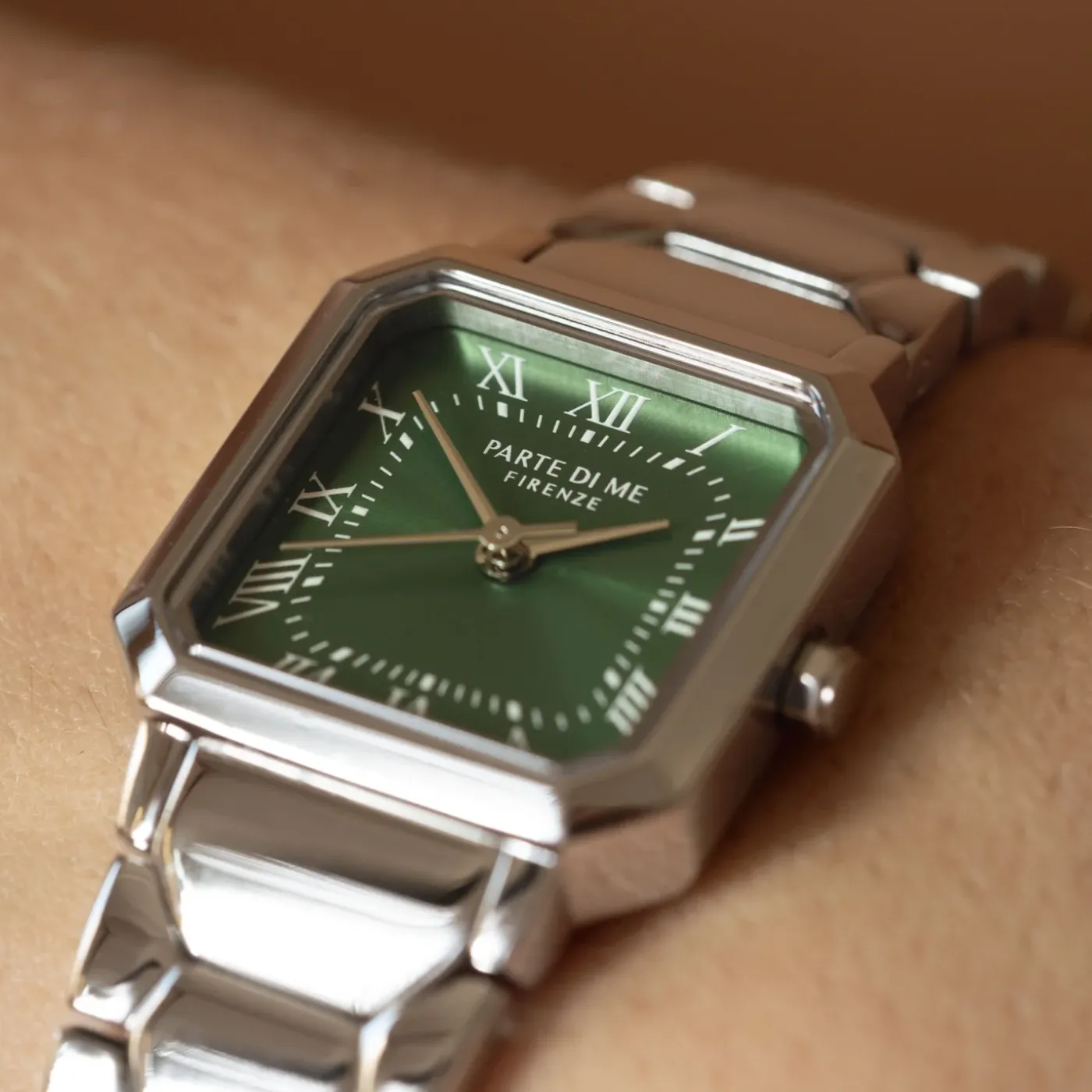 Orologio quadratische Damenuhr silberfarben und grün|Parte di Me Outlet