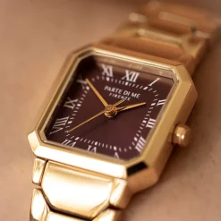 Orologio quadratische Damenuhr goldfarben und dunkelbraun|Parte di Me Outlet