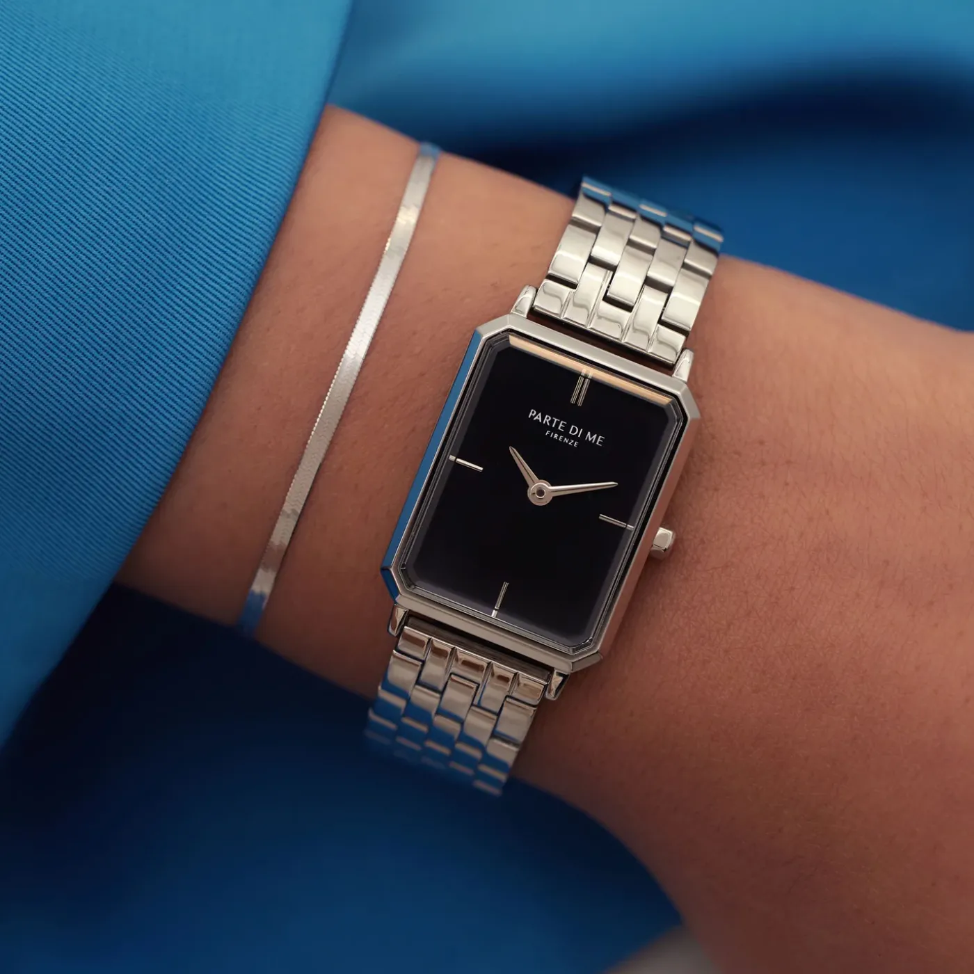 Orologio rechteckige Damenuhr silberfarben und schwarz|Parte di Me Clearance