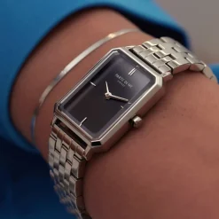 Orologio rechteckige Damenuhr silberfarben und schwarz|Parte di Me Clearance