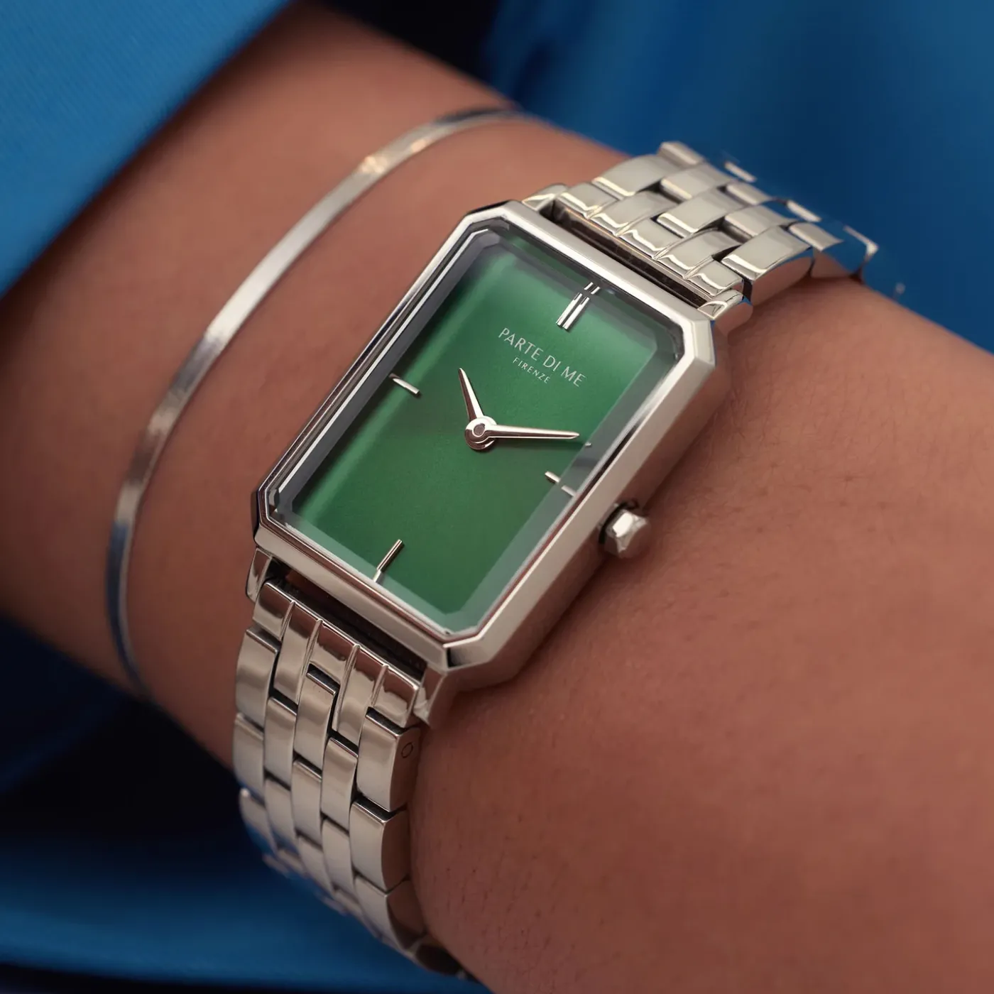 Orologio rechteckige Damenuhr silberfarben und grün|Parte di Me Best