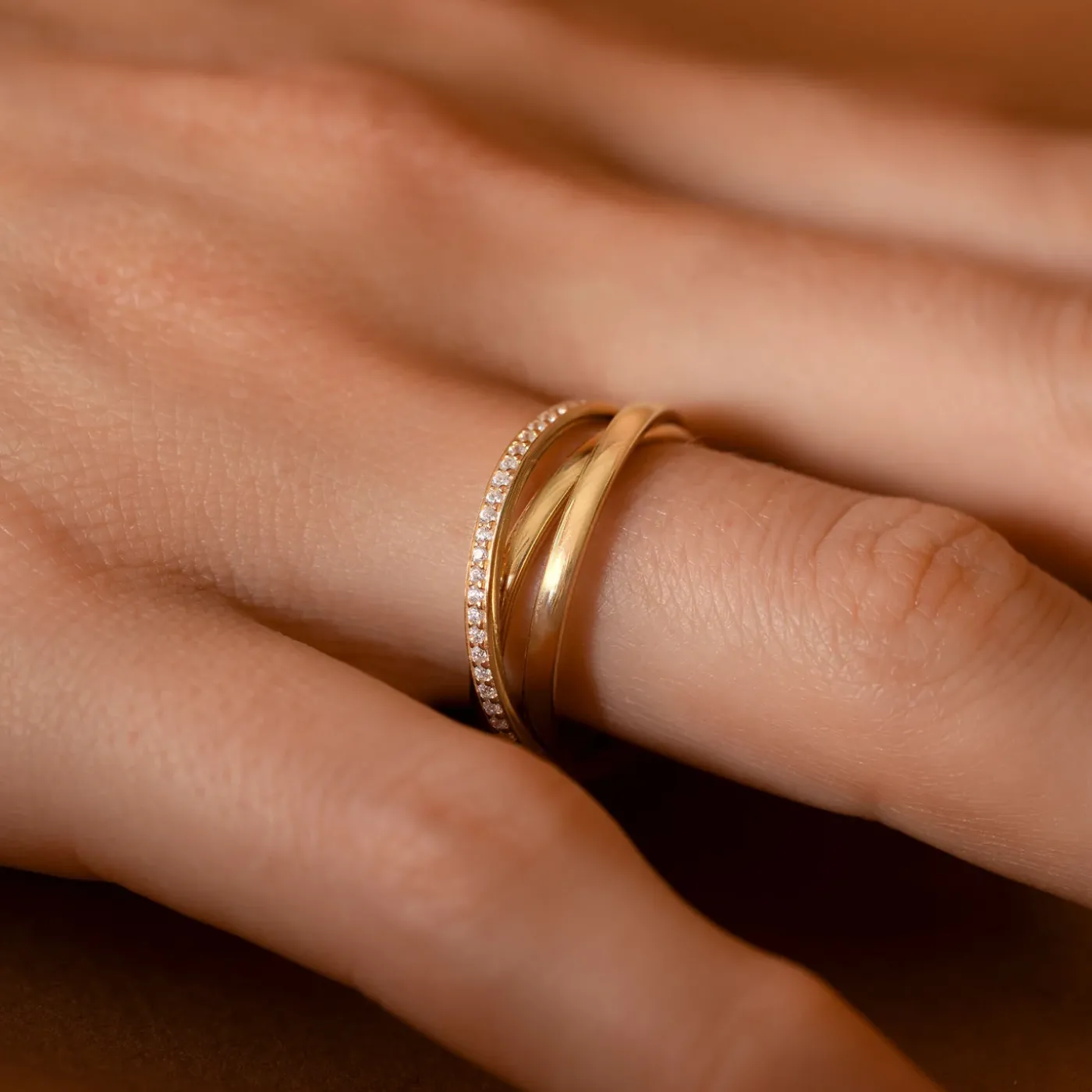 Ponte Vecchio Lanza Ring aus vergoldetem 925er Sterlingsilber mit Zirkoniasteinen|Parte di Me Outlet