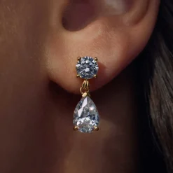 Ponte Vecchio Sienna 925er Sterlingsilber vergoldet Tropfenohrringe mit Zirkoniastein|Parte di Me Discount