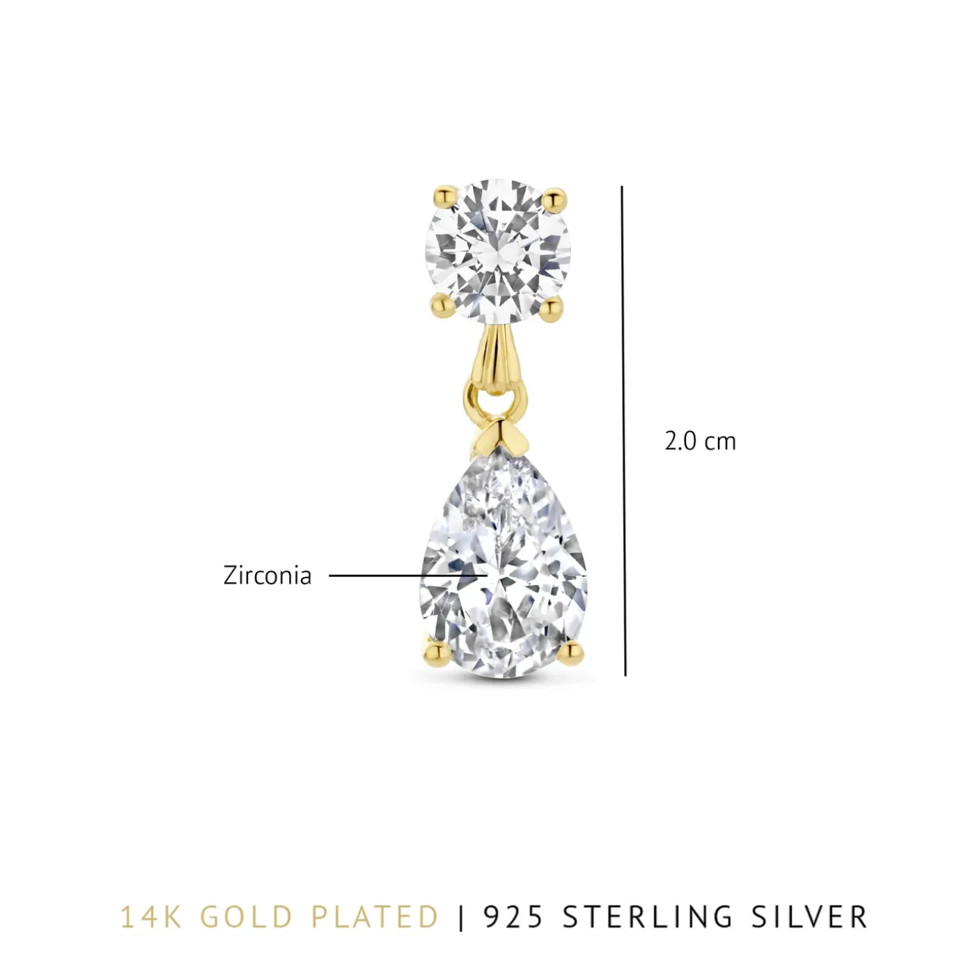 Ponte Vecchio Sienna 925er Sterlingsilber vergoldet Tropfenohrringe mit Zirkoniastein|Parte di Me Discount