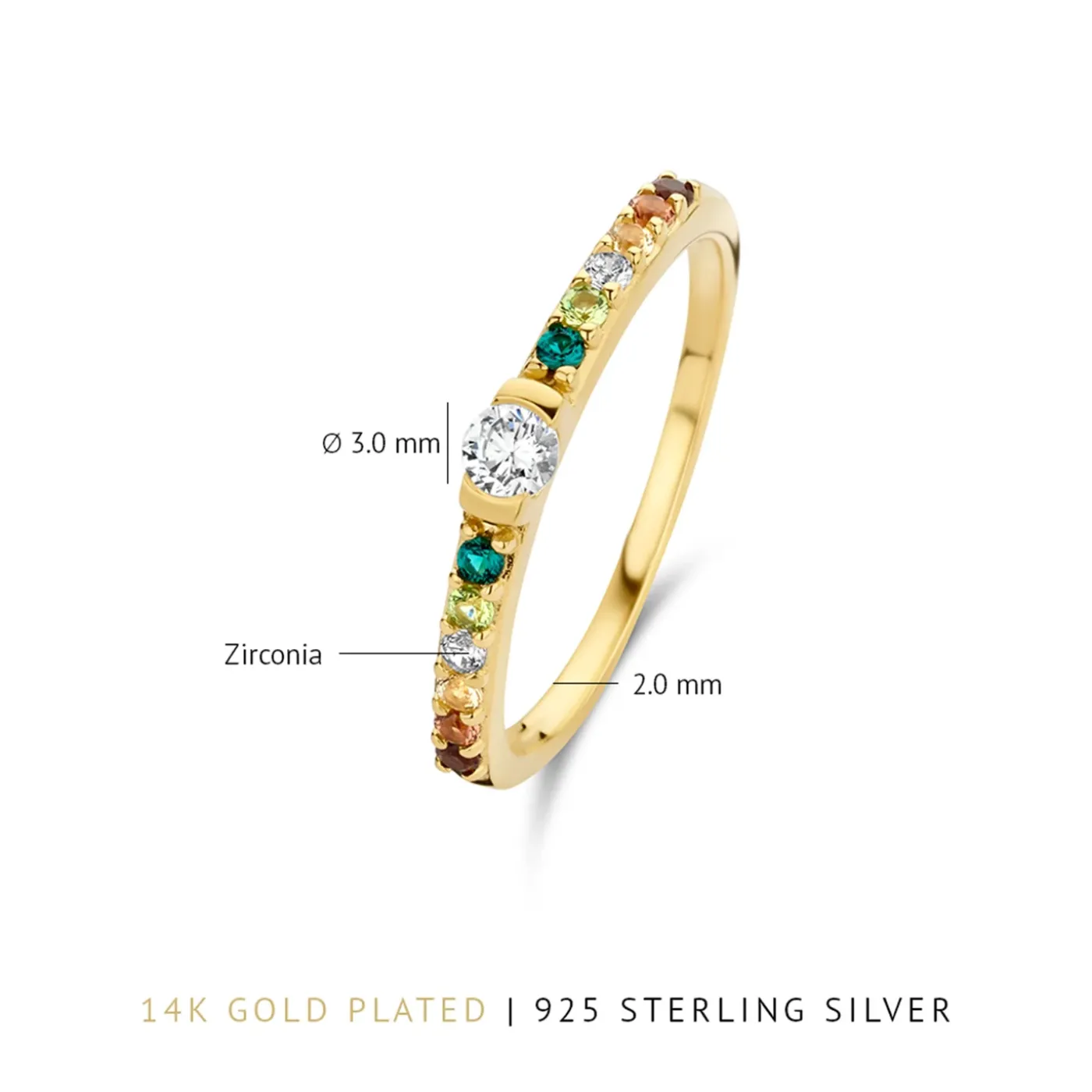 Ring Santa Maria del Fiore 925 Sterlingsilber vergoldet mit farbigen Zirkoniasteinen|Parte di Me Discount