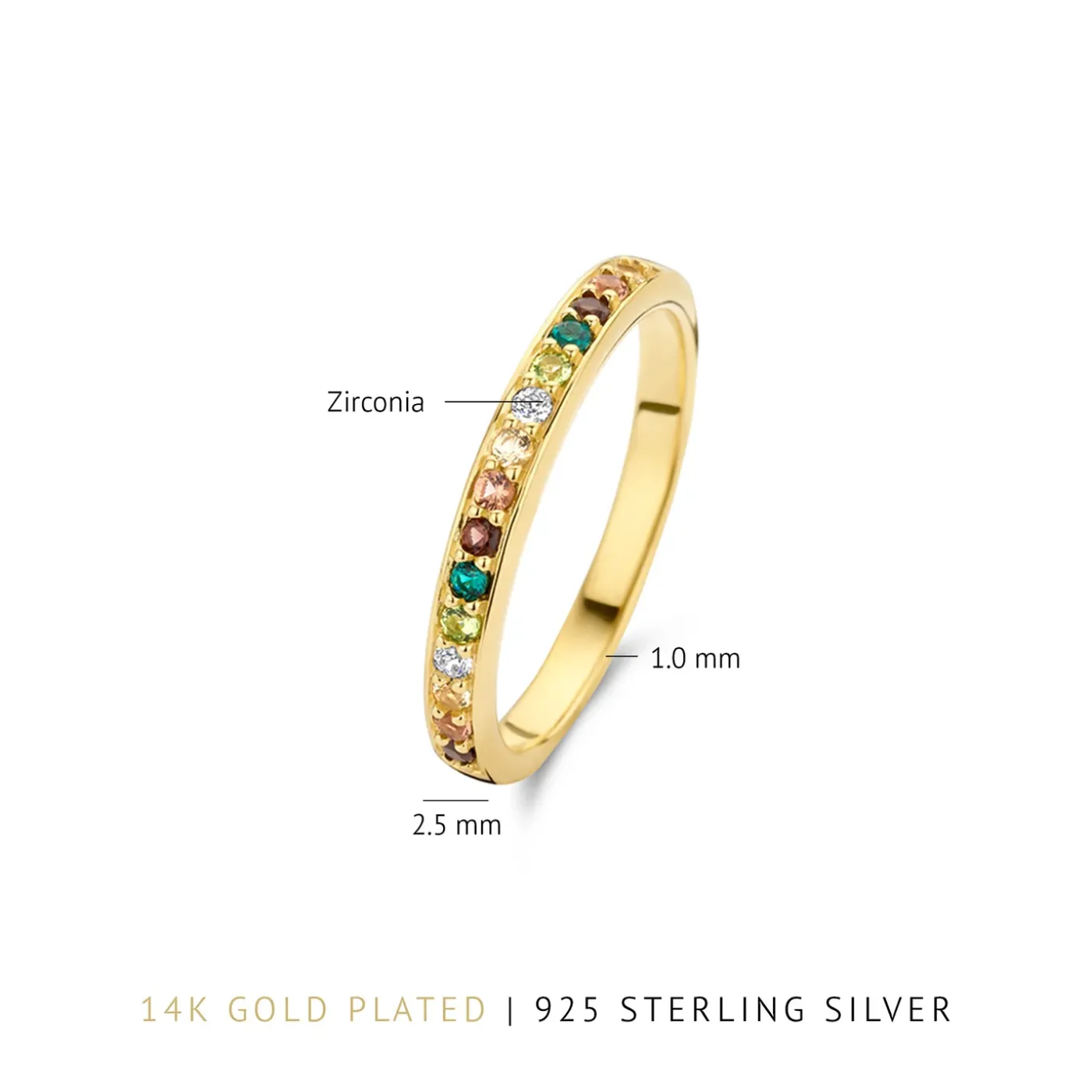 Ring Santa Maria del Fiore 925 Sterlingsilber vergoldet mit farbigen Zirkoniasteinen|Parte di Me Fashion