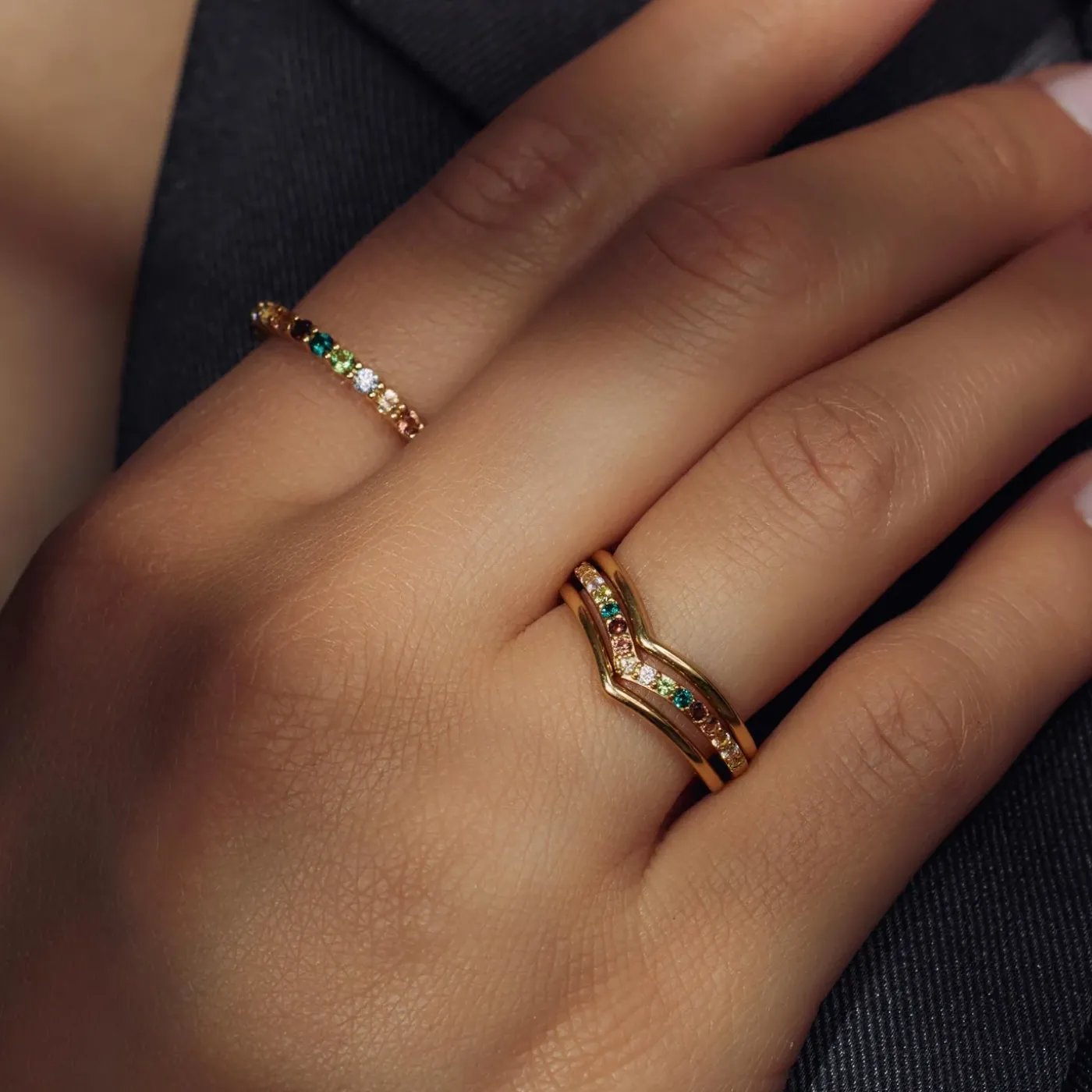 Ring Santa Maria del Fiore 925 Sterlingsilber vergoldet mit farbigen Zirkoniasteinen|Parte di Me Best