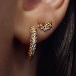 Santa Maria della Base 925 Sterlingsilber vergoldete Ohrringe mit Zirkoniasteinen|Parte di Me Discount