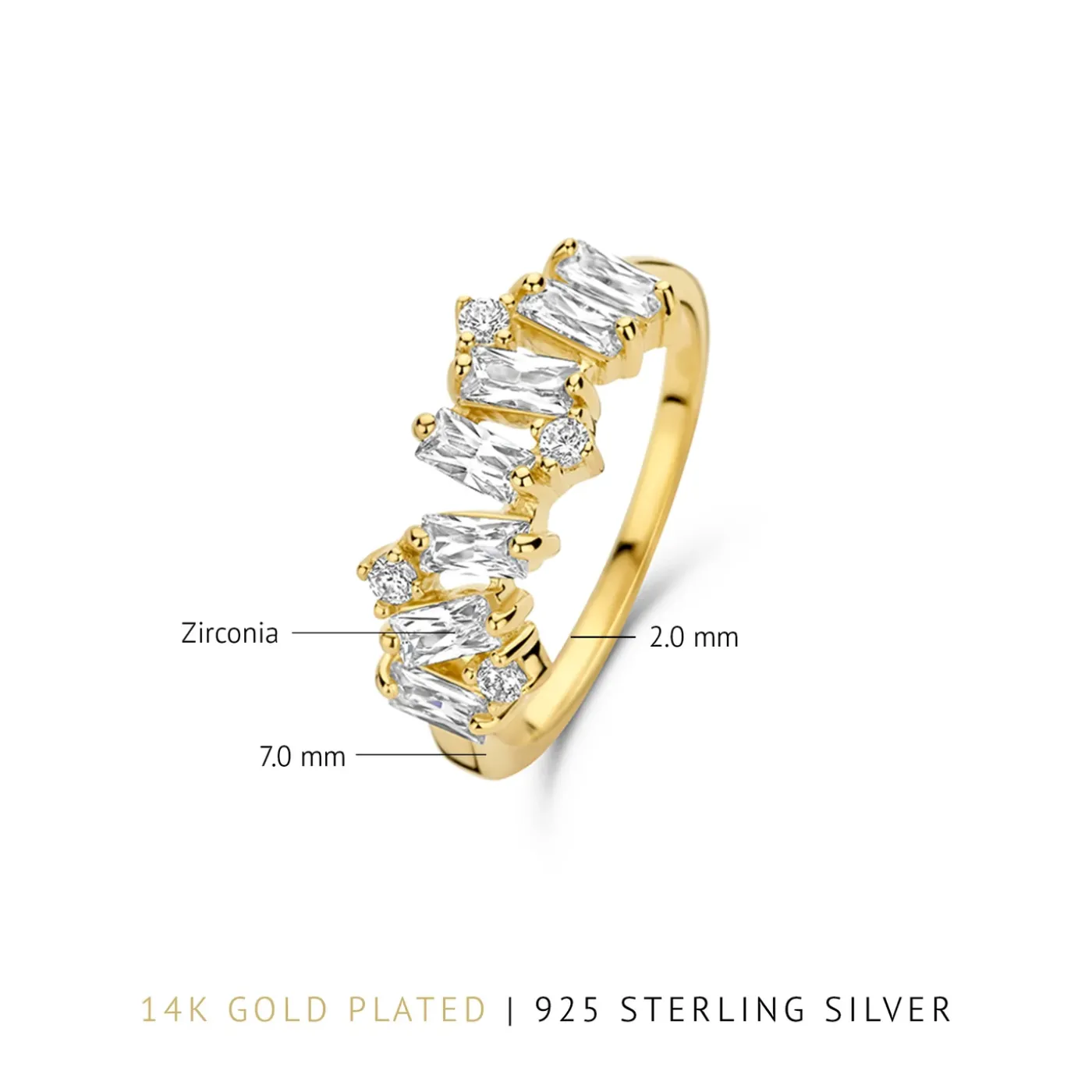 Santa Maria della Base 925er Sterlingsilber vergoldeter Ring mit Zirkoniasteinen|Parte di Me Outlet