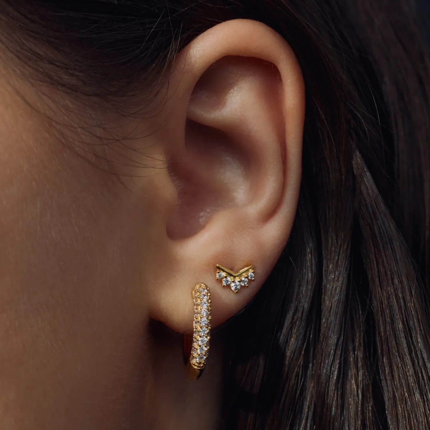 Sorprendimi 925 Sterling Silber vergoldet Ohrringe mit Zirkonia Steine gesetzt|Parte di Me Fashion