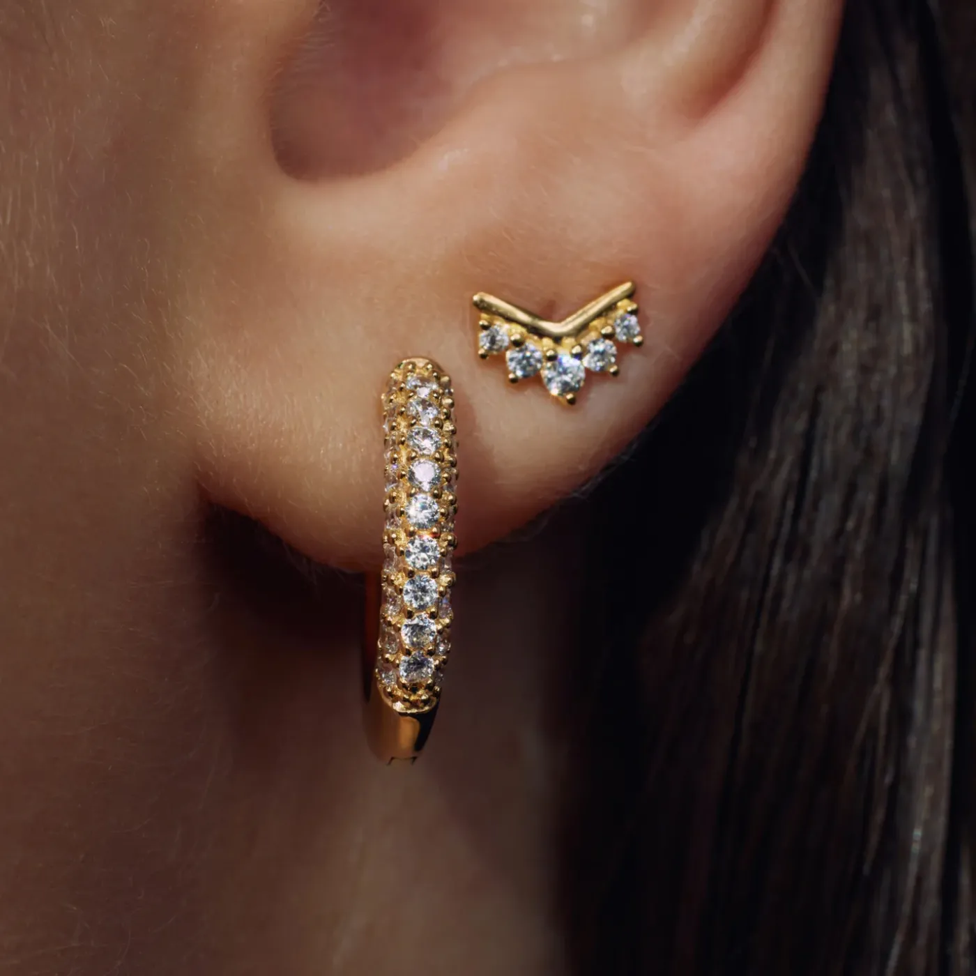 Sorprendimi 925 Sterling Silber vergoldet Ohrringe mit Zirkonia Steine gesetzt|Parte di Me Fashion