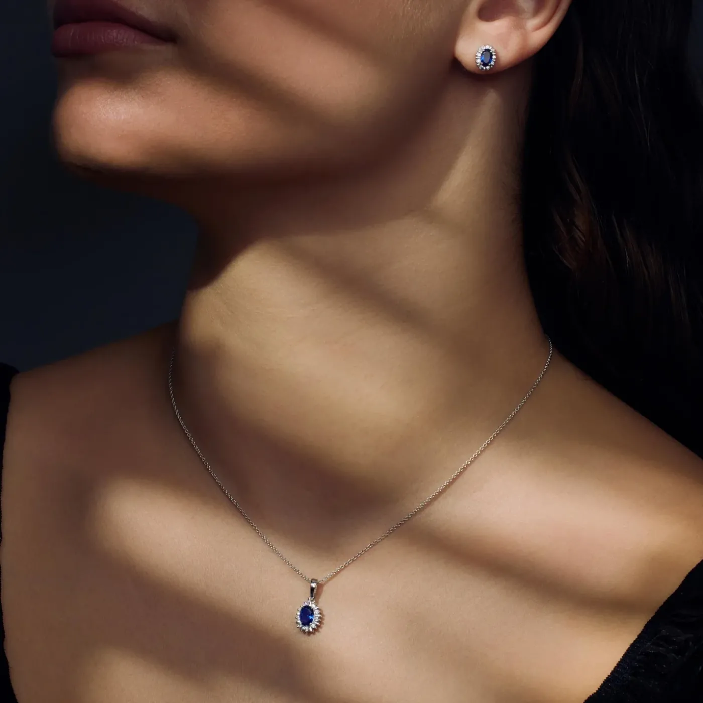 Sorprendimi 925 Sterling Silber Halskette und Ohrstecker Geschenk-Set mit blauen Zirkonia Stein|Parte di Me Discount