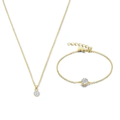 Sorprendimi 925er Sterling Silber vergoldet Halskette und Armband Geschenkset mit 14 Karat Goldplattierung|Parte di Me Outlet