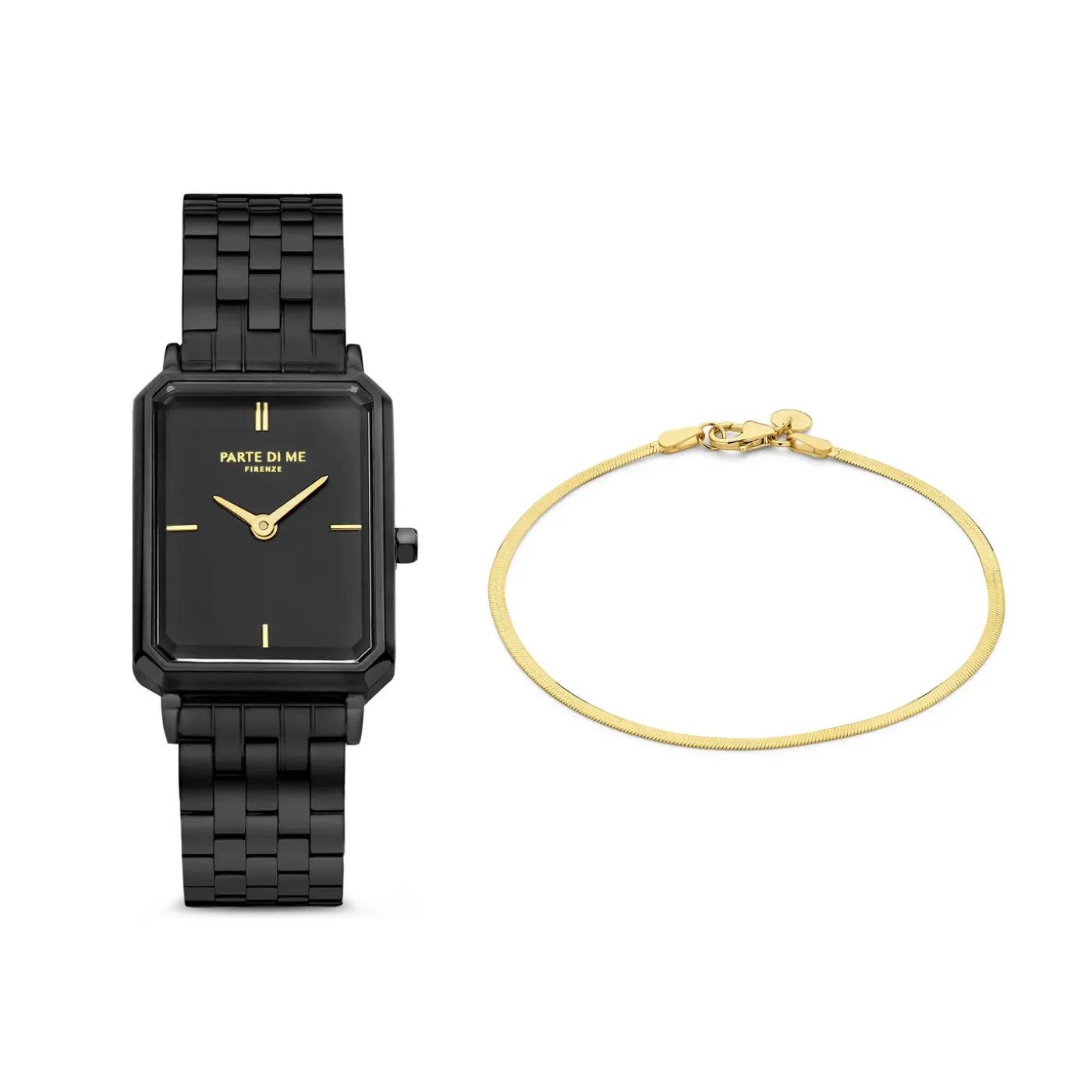 Sorprendimi schwarze Uhr und 925 Sterling Silber vergoldetes Armband|Parte di Me Fashion