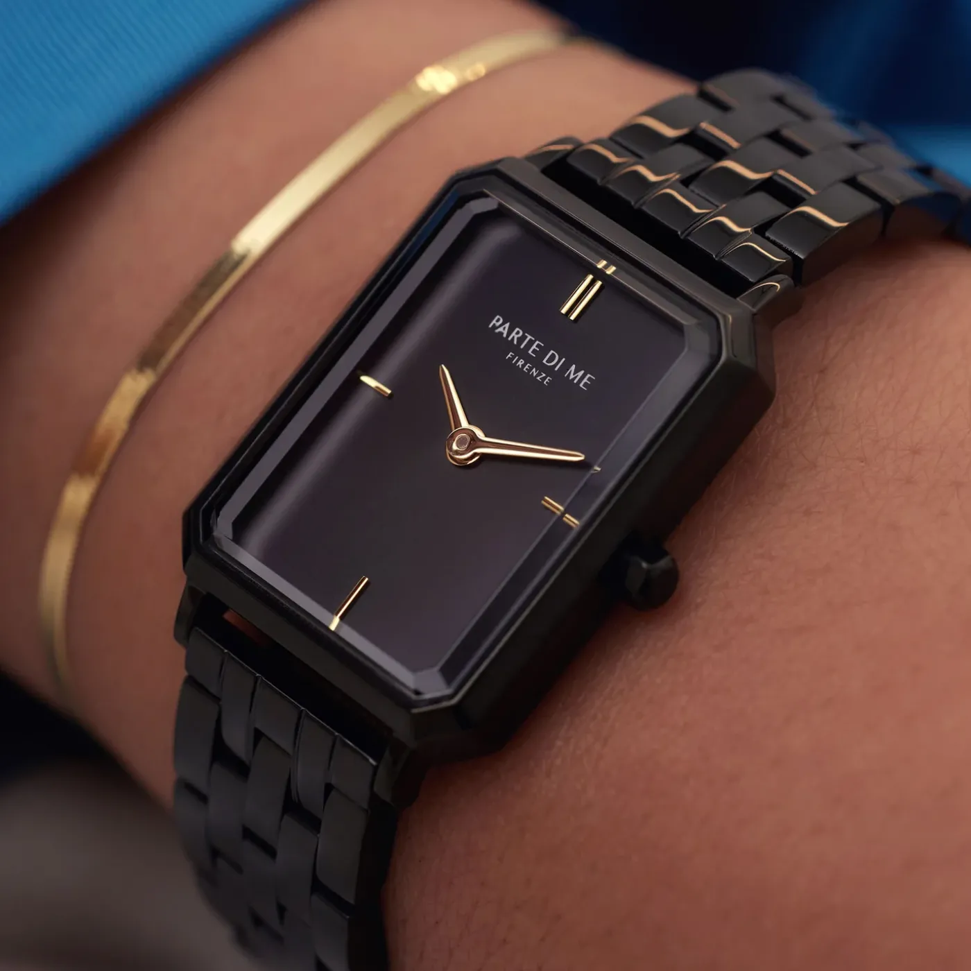 Sorprendimi schwarze Uhr und 925 Sterling Silber vergoldetes Armband|Parte di Me Fashion